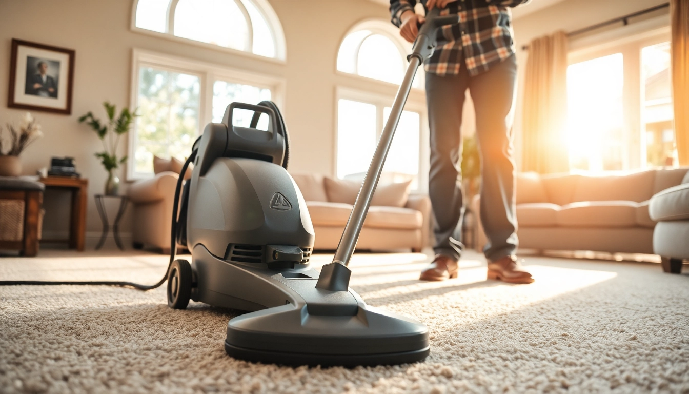 Carpet cleaning Roseville CA service showcasing a technician in action, revitalizing a home's interior.