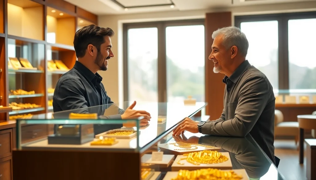 Hier Goldankauf - Kundeninteraktion im modernen Juweliergeschäft