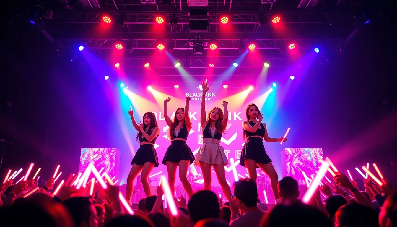 Catch the latest Blackpink news with vibrant concert visuals highlighting their energy and performance.