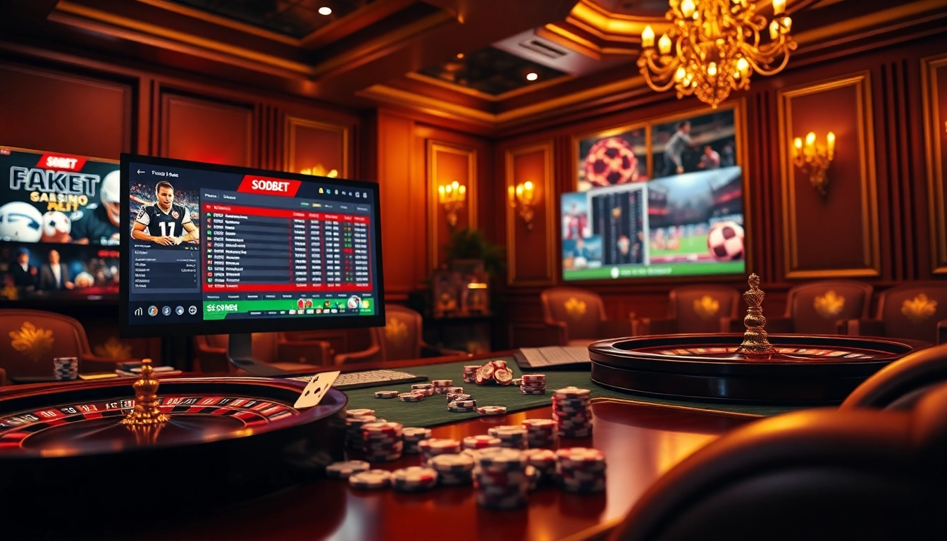 Engage with sbobet's thrilling online casino atmosphere featuring vibrant sports betting interfaces.