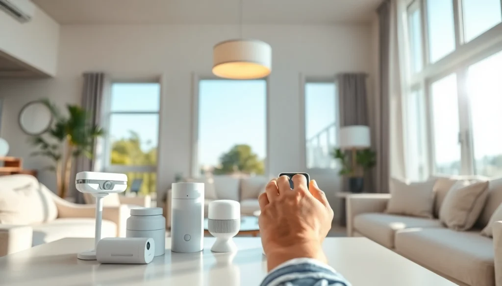 Showcase of home automation companies in dubai with smart devices in a modern living room.