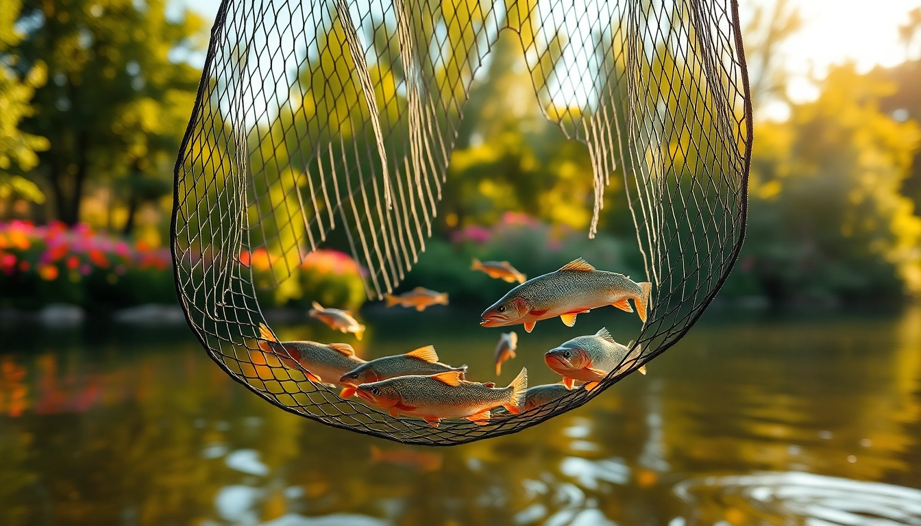 Catch fish seamlessly with a fly fishing net showcasing vivid details and clear action.