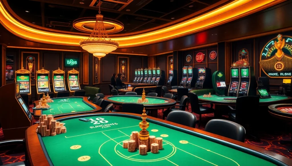 Players enjoying a thrilling BK8 casino experience with vibrant games and luxurious atmosphere.