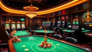 Players enjoying a thrilling BK8 casino experience with vibrant games and luxurious atmosphere.