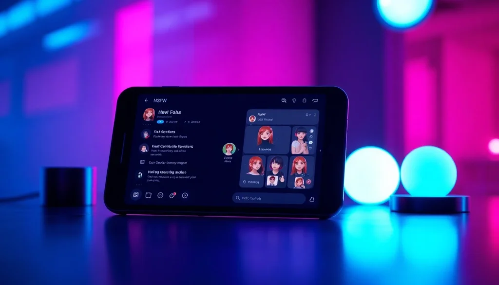 Interactive NSFW character AI chat interface with customizable avatars.