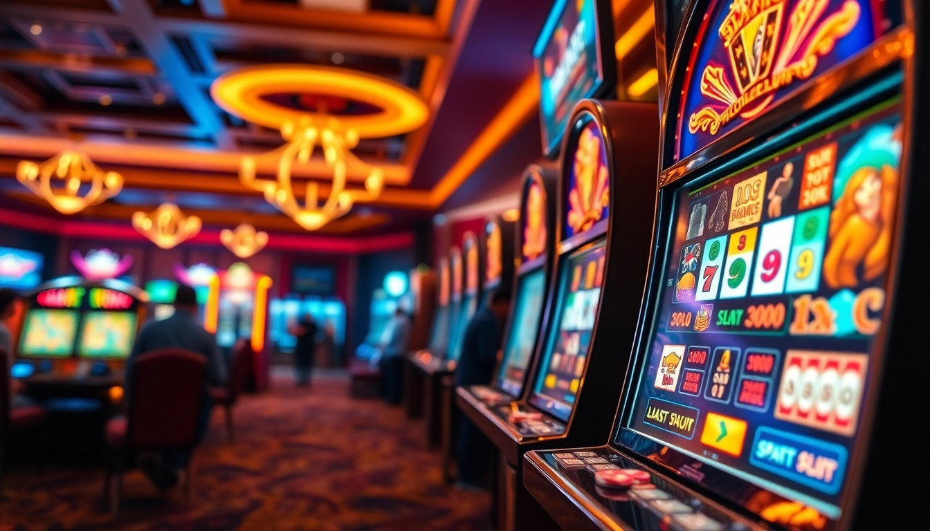 Speel op de kleurrijke gokkast op https://casinodaily.nl in een levendige casino-omgeving.