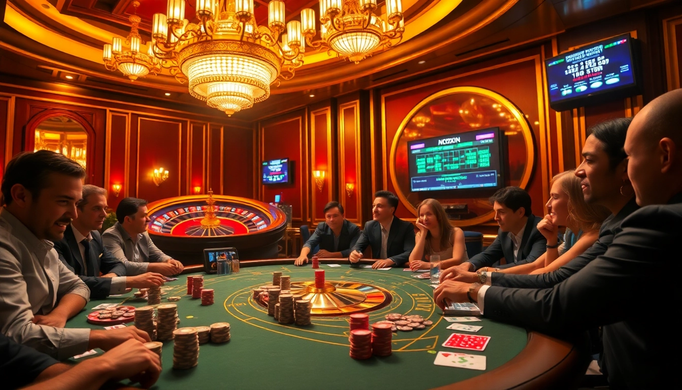 Experience the thrill of gambling with indoxxi as players engage in a high-stakes poker game surrounded by luxurious casino elements.