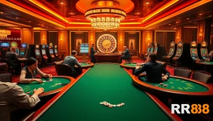 Engage at RR88's luxurious casino with vibrant tables and thrilling gameplay.