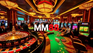 Players at an upscale casino gaming table enjoying an exhilarating MM88 gambling experience.