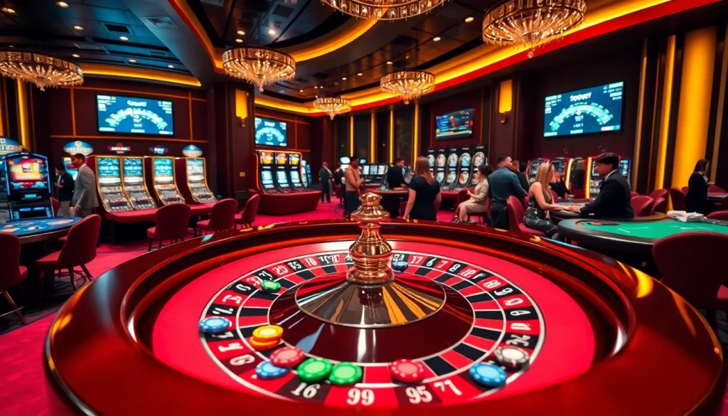 Sbobet sports betting interface amidst a thrilling casino ambiance, showcasing excitement and professionalism.