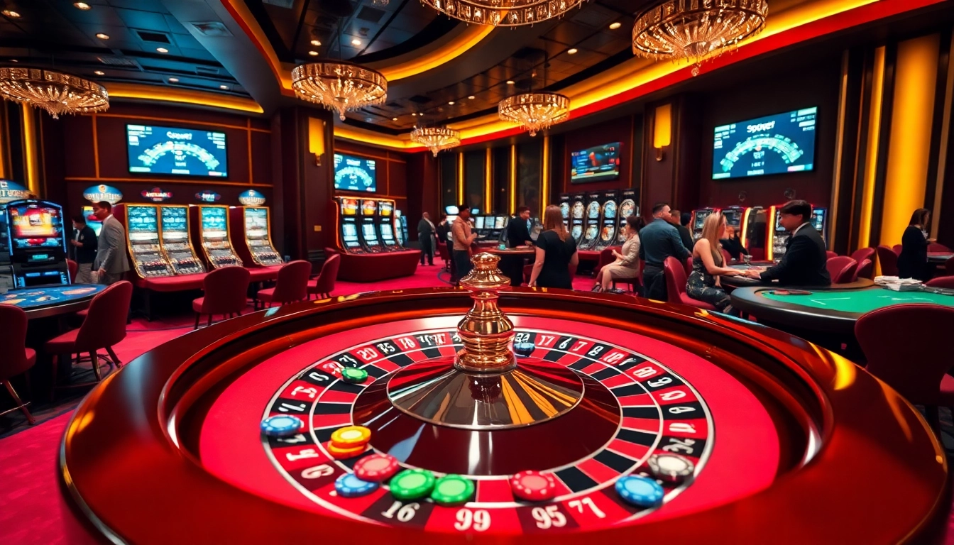 Sbobet sports betting interface amidst a thrilling casino ambiance, showcasing excitement and professionalism.