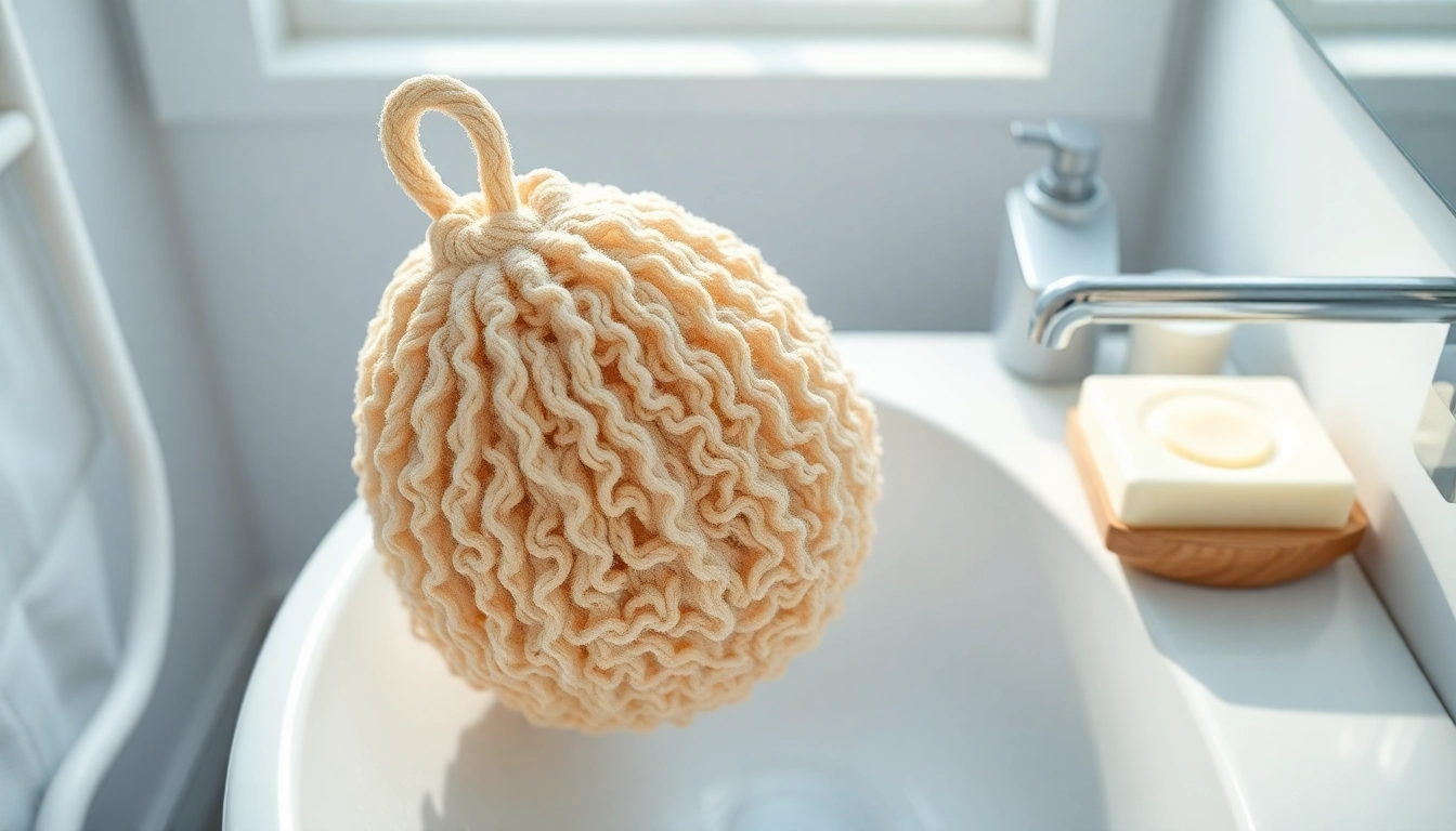 Learn how to clean a loofah effectively in a clean bathroom with vibrant lighting.