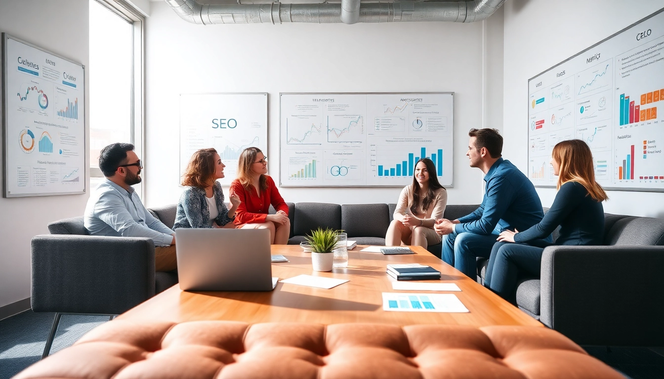 GEO Agentur team collaborating on digital marketing strategies in a modern office environment.