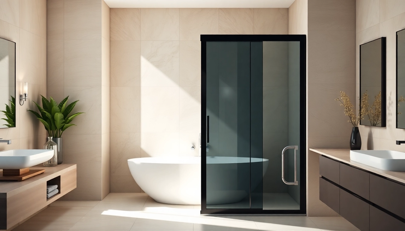 Enhance your bathroom with a stunning black shower sliding door featuring a sleek, modern design.