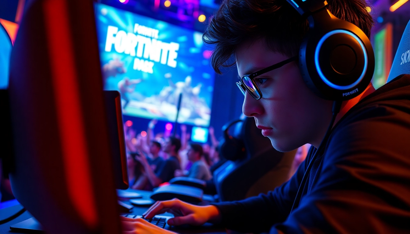 Experience the excitement of 1 ball fortnite as a professional gamer competes in a vibrant esports arena.