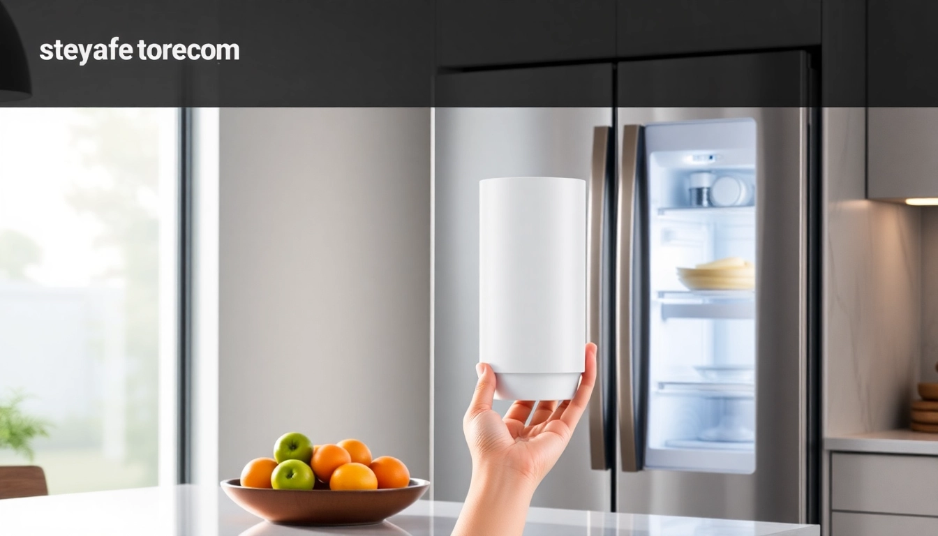 Waterdrop 4396841 Replacement for Everydrop® Filter 3 displayed in a modern kitchen refrigerator setting.