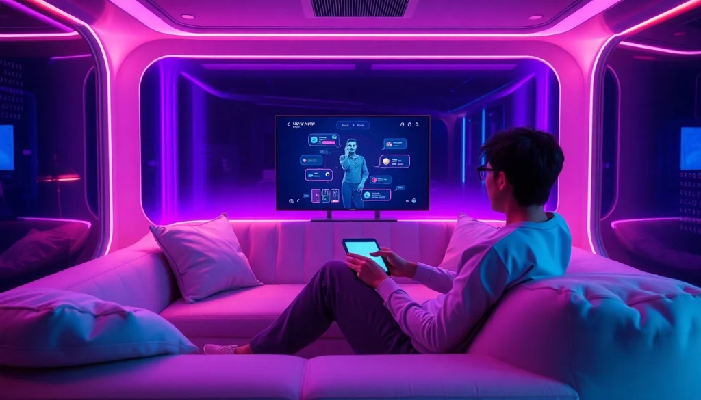 Engaging with an NSFW AI chatbot in a cozy setting with modern technology.