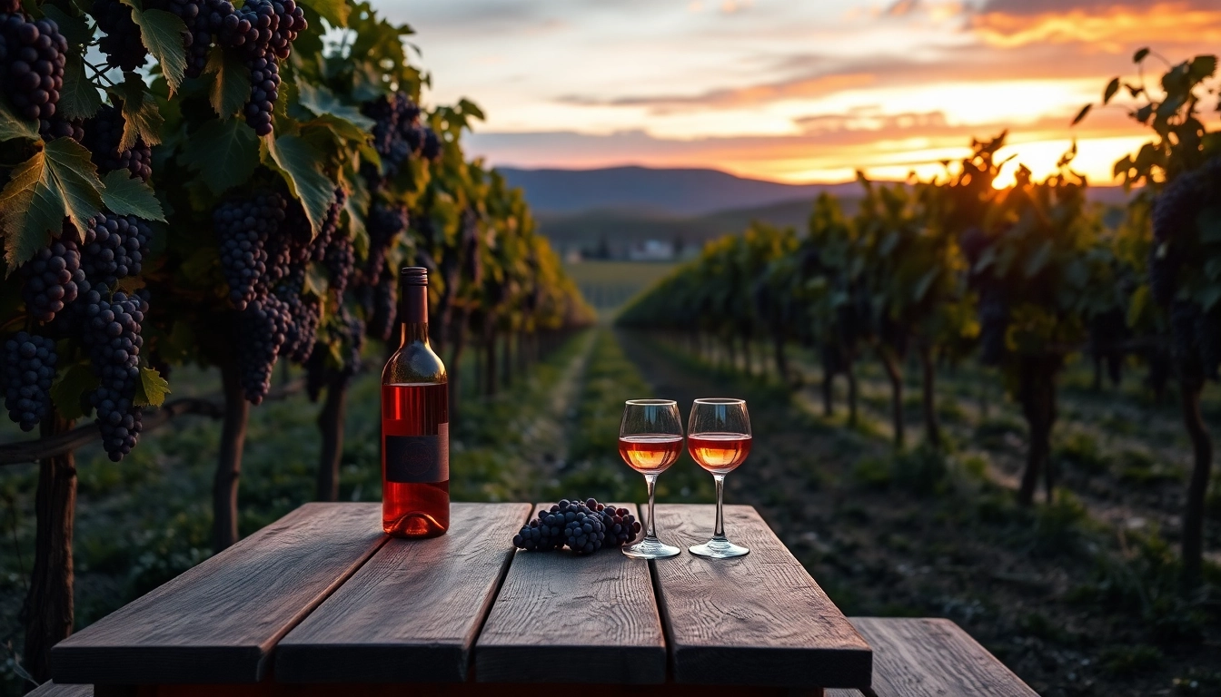 Stunning clarksburg wineries with grapevines and a sunset picnic featuring wine.