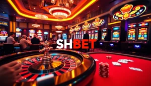 Experience thrilling gameplay at SHBET with vibrant casino tables and exciting slot machines.