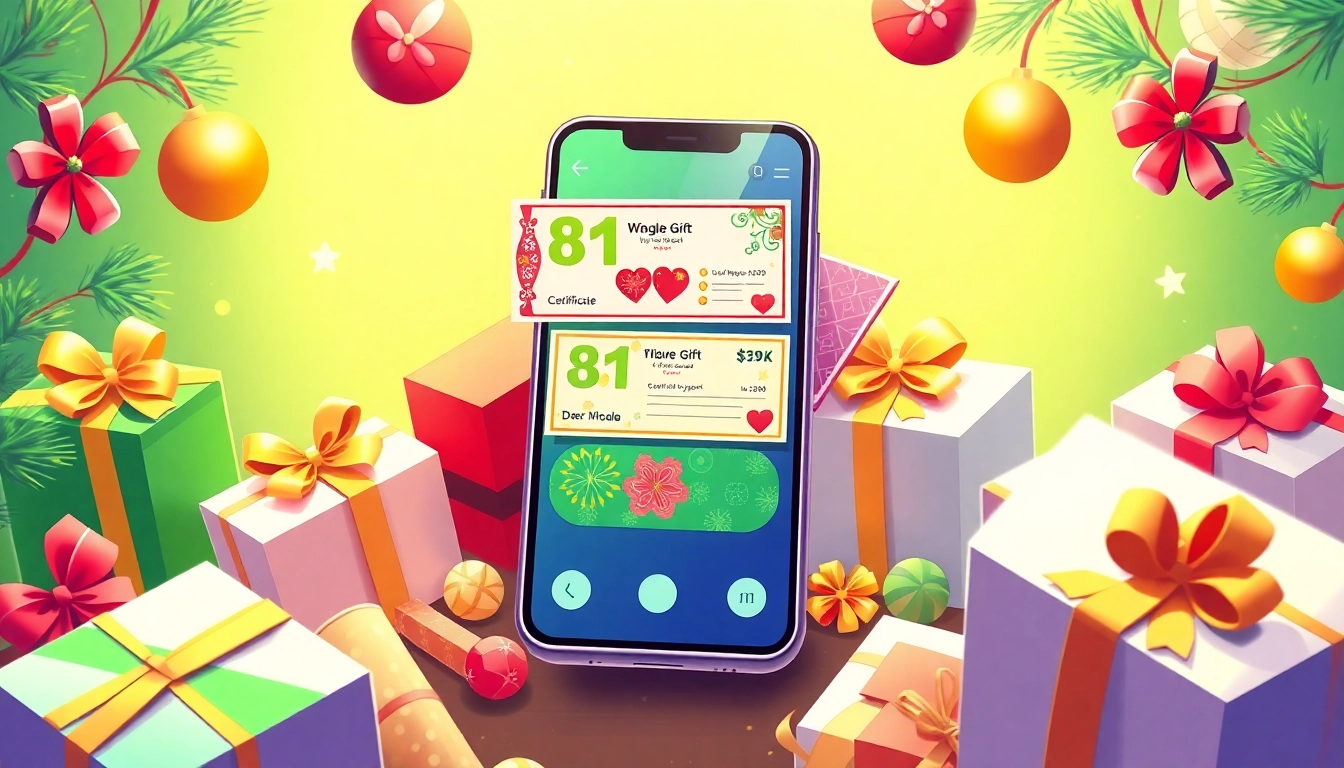 기프티콘 관련 디지털 선물 인증서로 축제 분위기를 전달하는 이미지