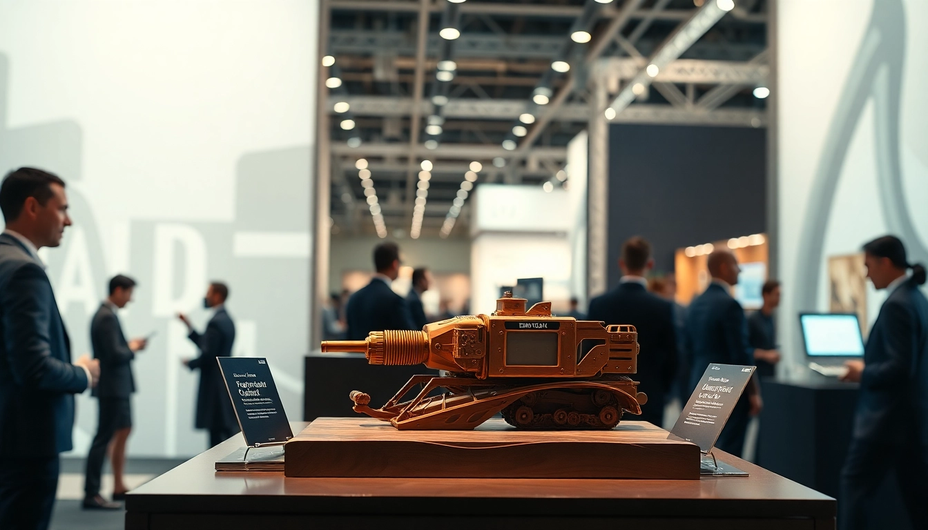 Ausstellungsmodell im Detail, präsentiert an einem stilvollen Messestand, umgeben von Interaktion.