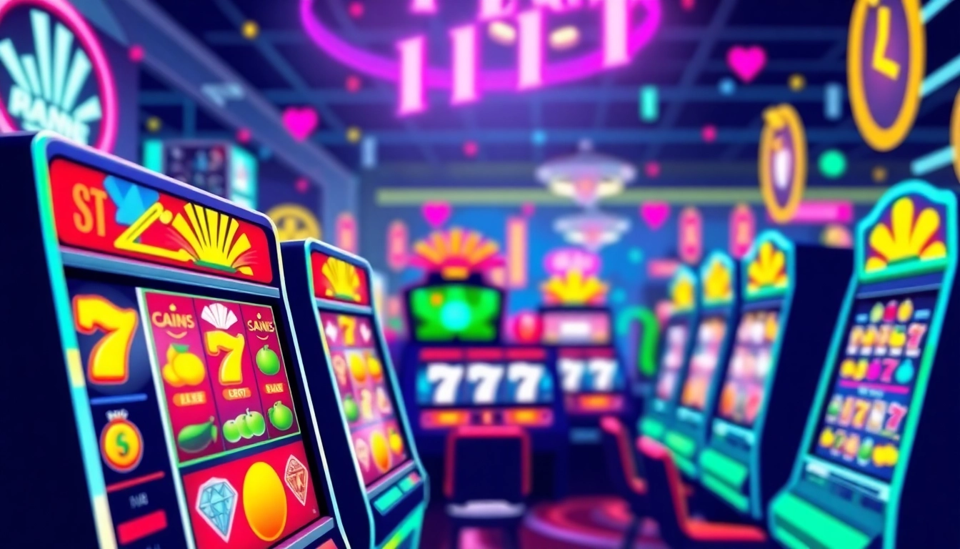 Slot depo 1k pada mesin slot modern dengan grafik berwarna cerah dan semarak.