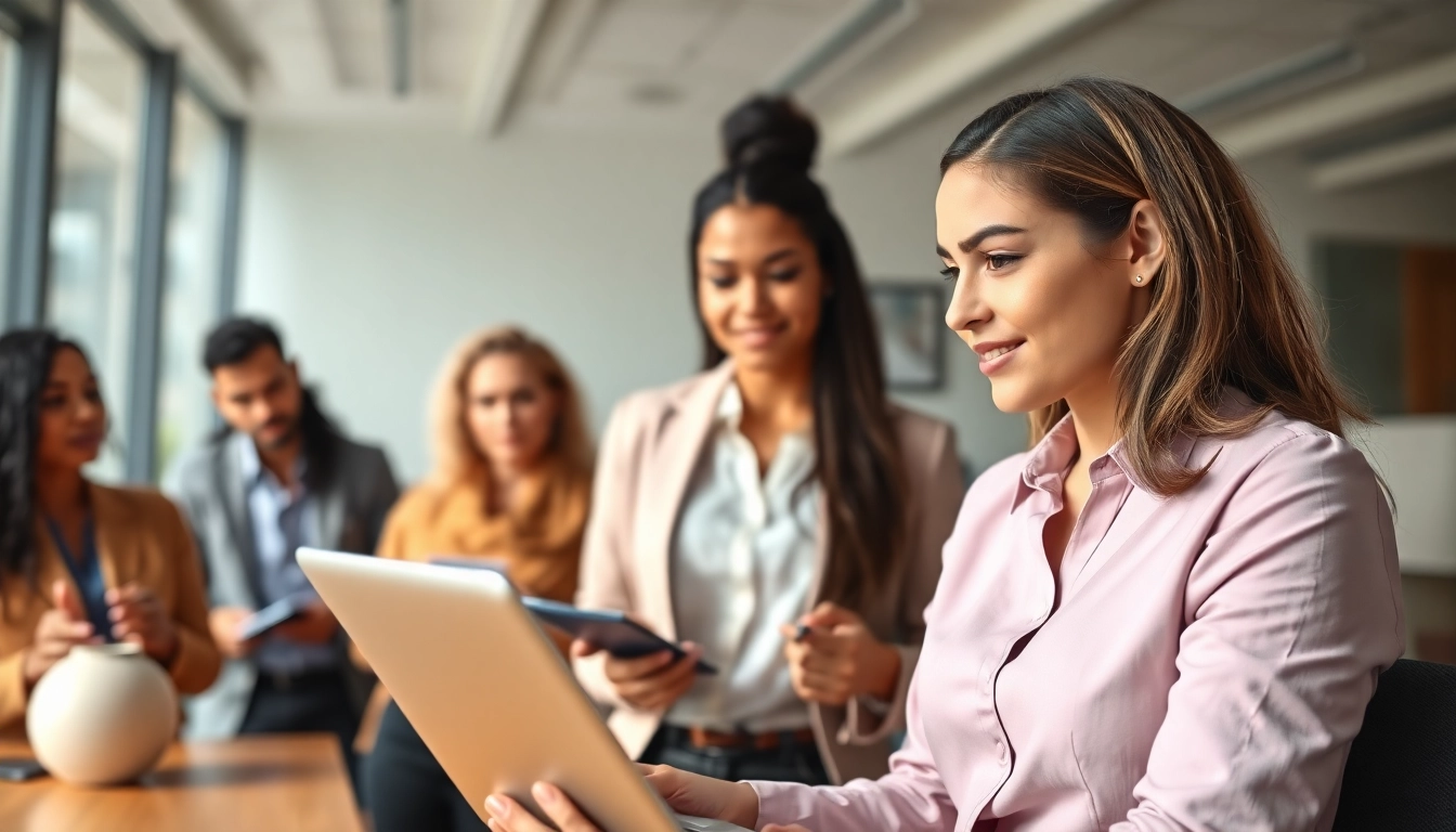 Engaging scene highlighting diverse sales representatives finding sales reps for my business in a modern workspace.