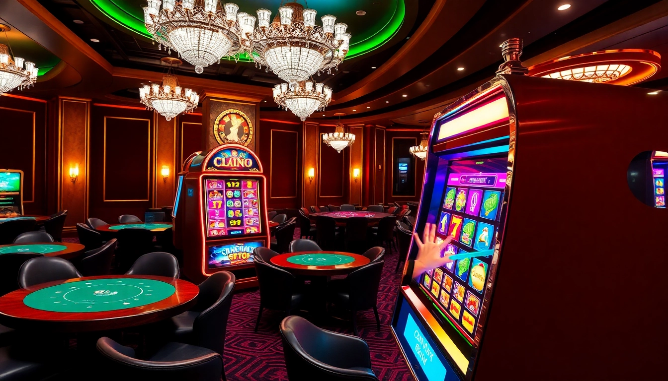 Experience thrill at slot depo 5k with vibrant casino scenes showcasing exciting gameplay.