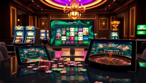 Navigating the aplikasi Naga169 online casino interface with vibrant slots and poker action.