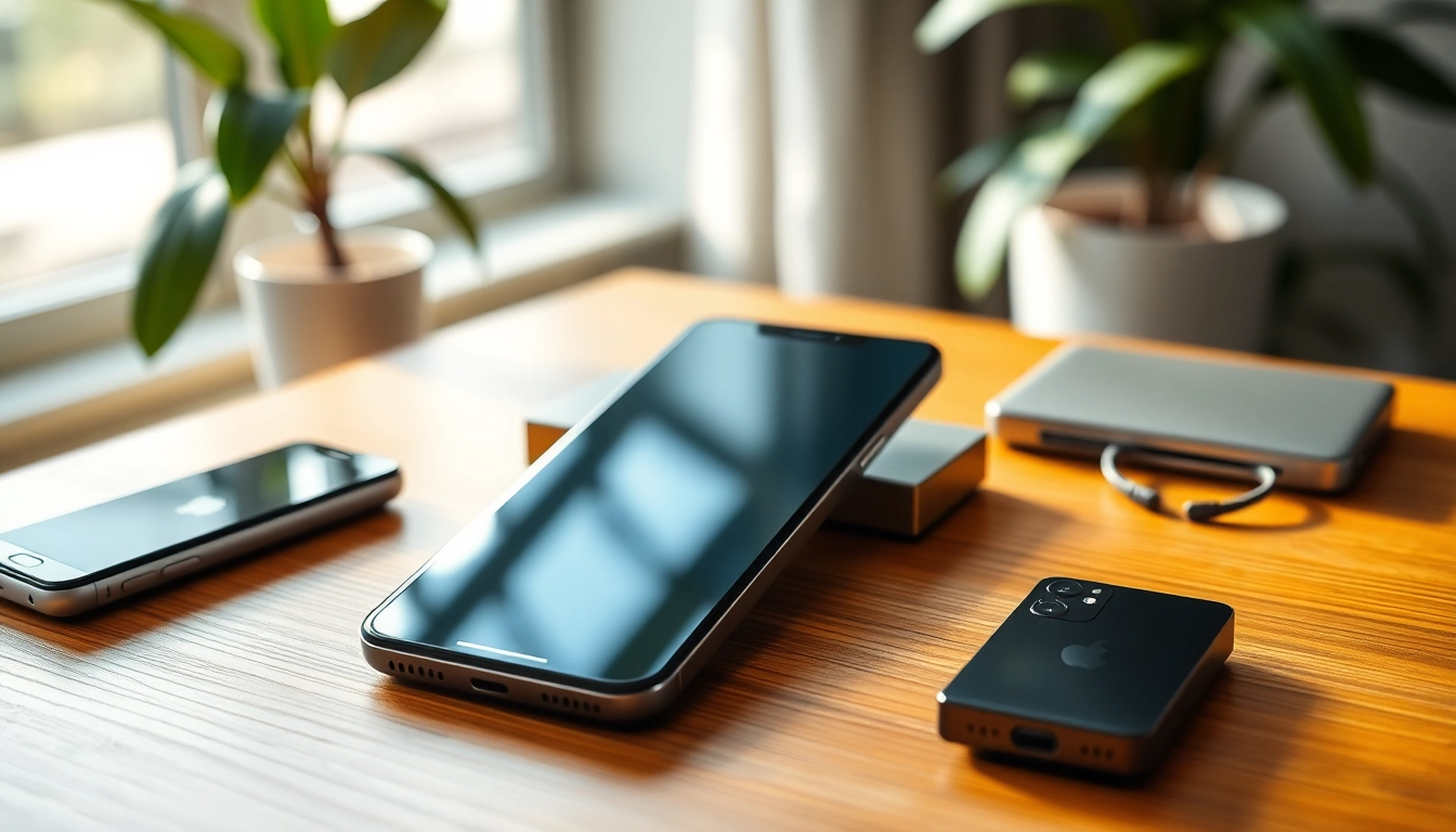 Ver iPhone 13 128GB en una mesa de madera elegante con accesorios modernos.