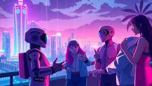 Engaging NSFW character AI scene with diverse AI characters in dynamic interactions.