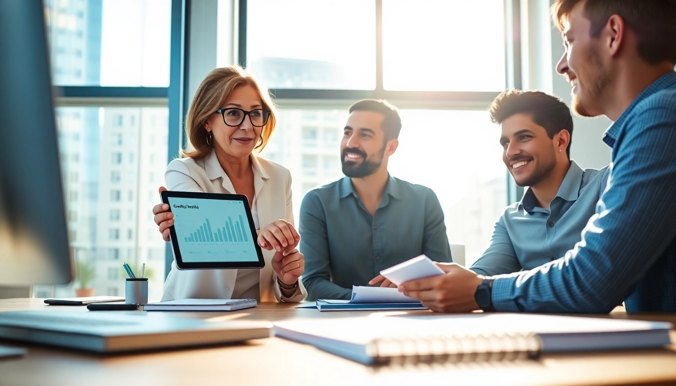 Engaged conversation with a business coach near me in a modern office environment.