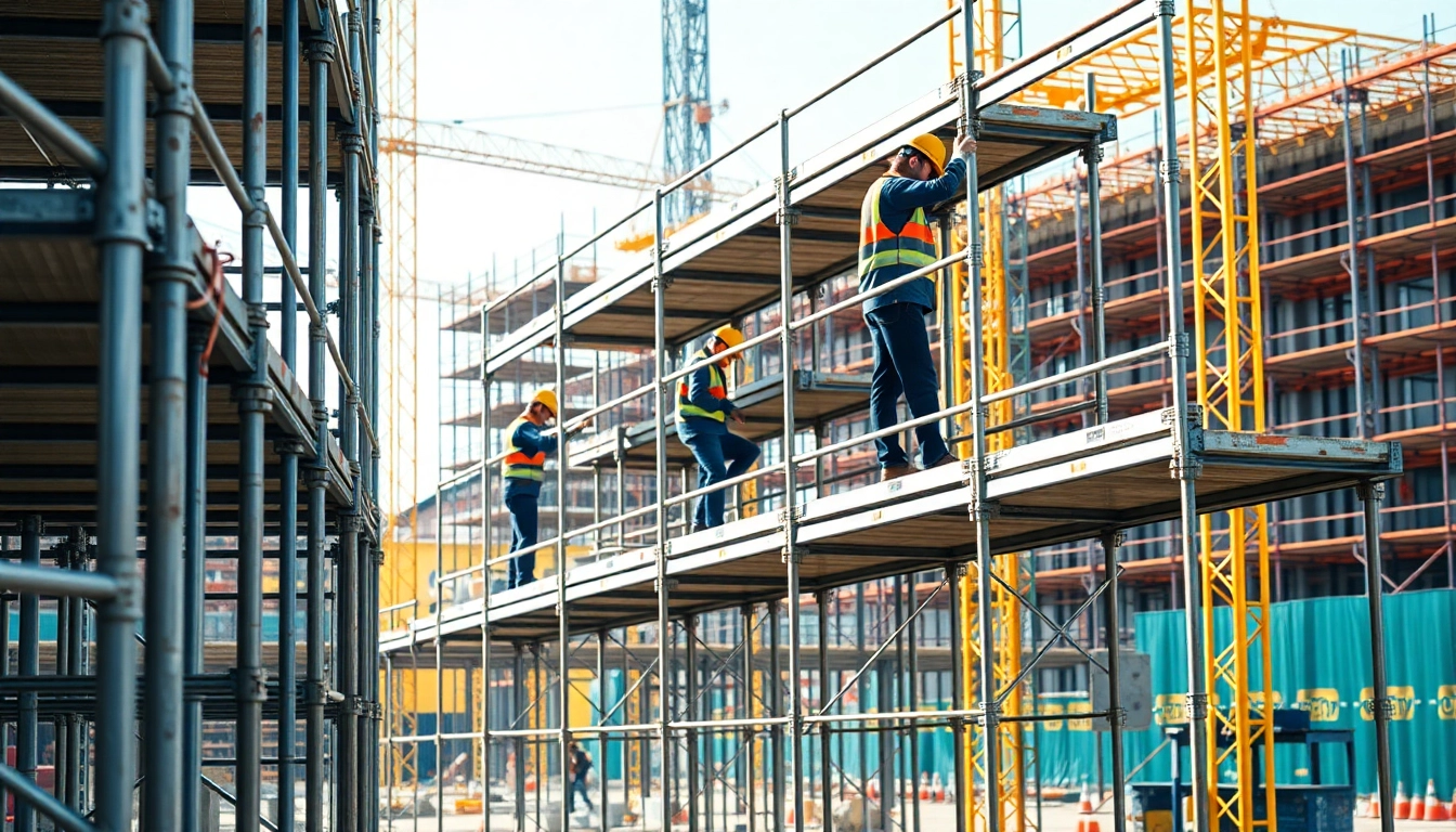 Efficient scaffold hire in Whangarei with scaffolding structures at a construction site.