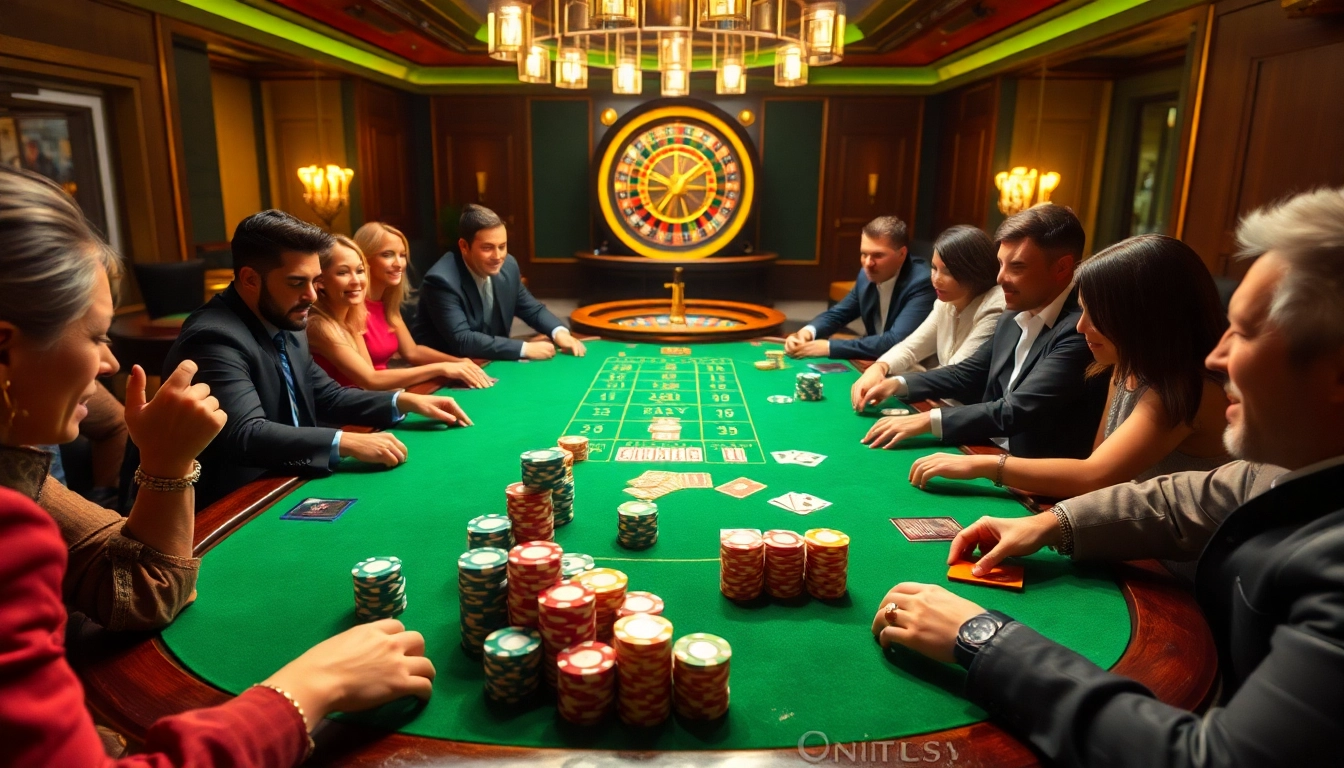 Experience thrilling poker action at Onicplay's luxurious casino table with vibrant chips and cards.