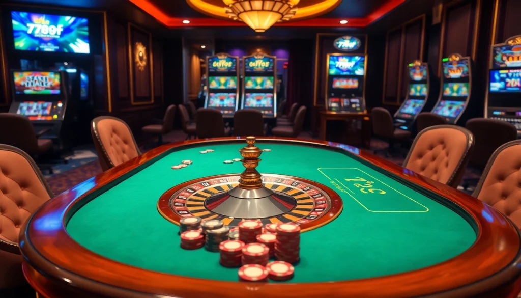 Experience the thrilling excitement of 789f at an elegant casino setting with vibrant poker tables.