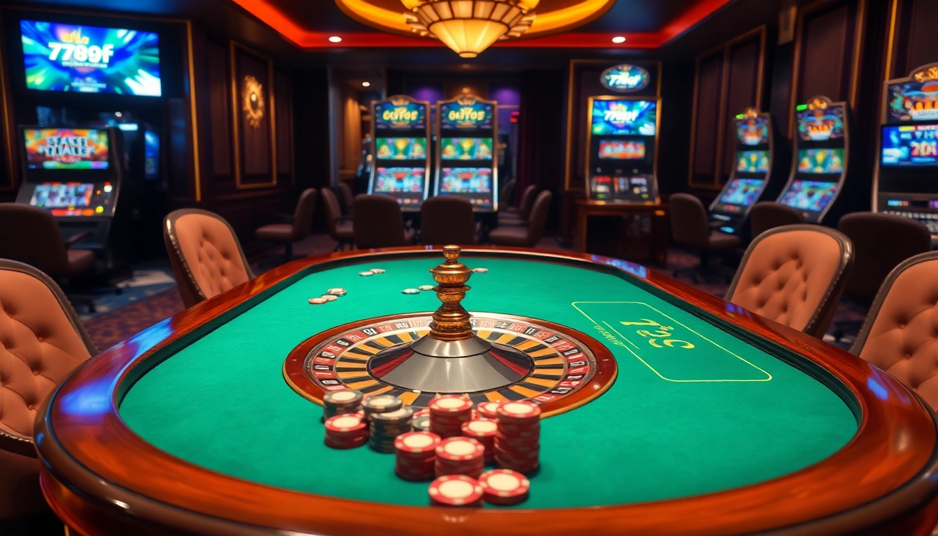 Experience the thrilling excitement of 789f at an elegant casino setting with vibrant poker tables.