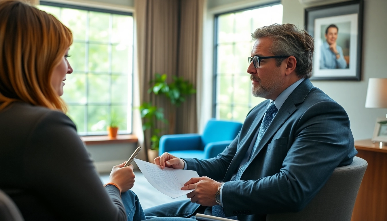 Greenville Personal Injury Lawyer consulting with a client in a welcoming office.