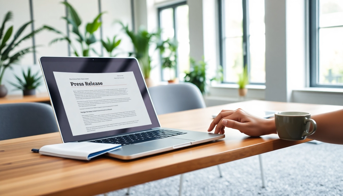 Engaging press release distribution process in a modern office setting.