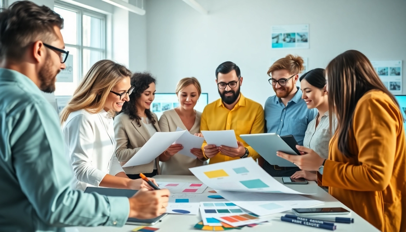 Showcasing edmonton web design, a web design team collaborates in a bright office.