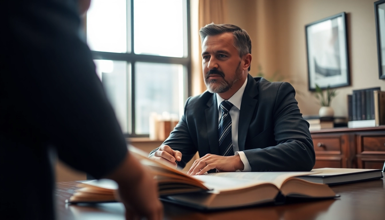 Grand Junction Personal Injury Lawyer discussing case details with a client, exuding professionalism and trust.