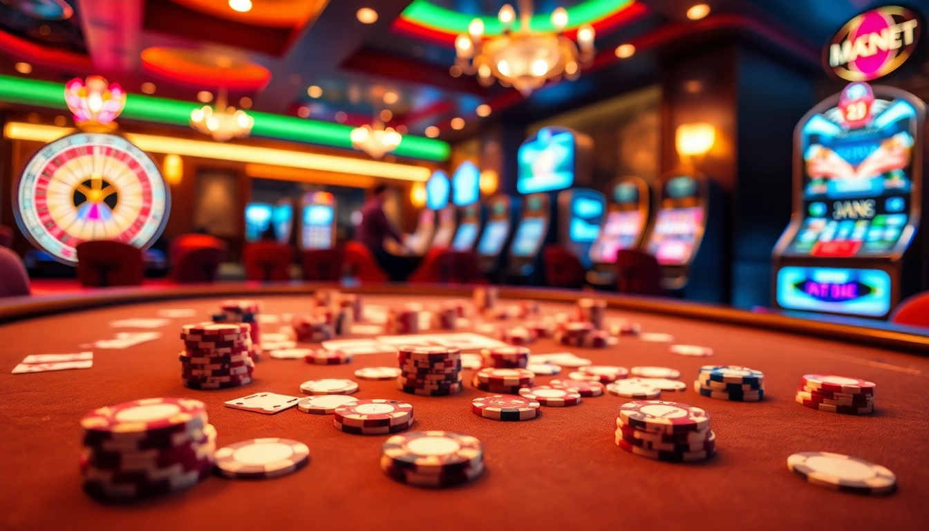 Engaging view of casino elements with vibrant ambiance for af88 com online gambling.