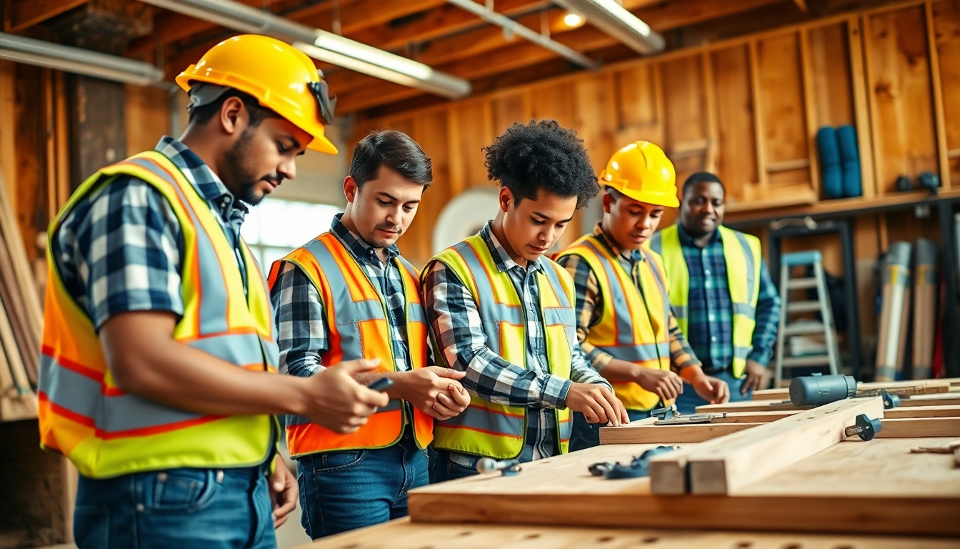 Training session focused on construction education with students engaged in hands-on activities.