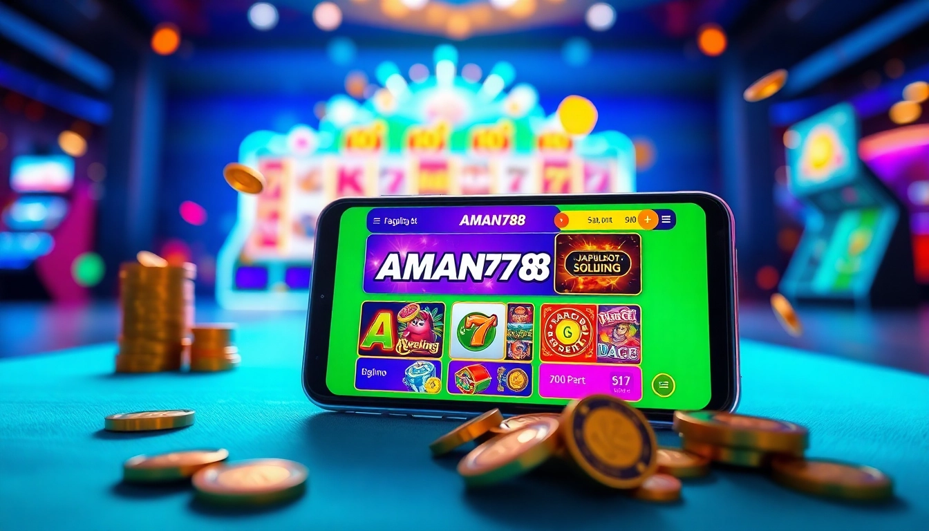 Exciting online slot gaming interface showcasing aman788 with vibrant colors and jackpot symbols.