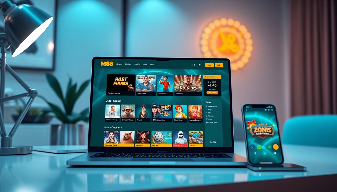 MM88 online gambling platform interface on multiple devices showcasing engaging games.