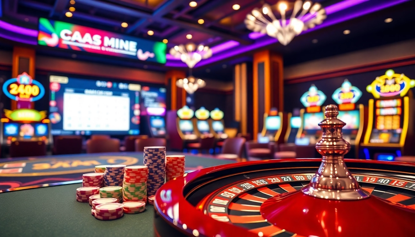 Vivez une expérience de jeu palpitante au casino en ligne avec des tables vibrantes, des jetons et des lumières au néon.