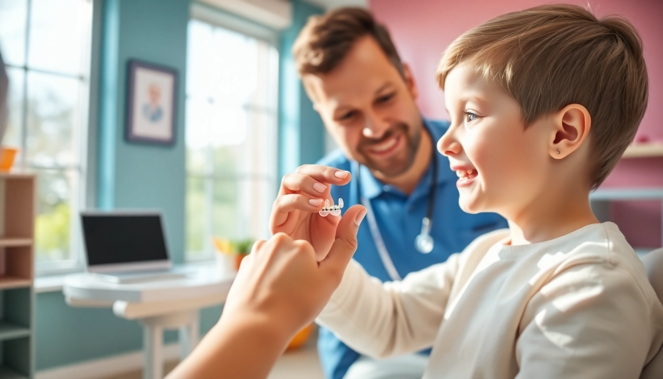 Orthodontic expanders for kids Hawthorn being demonstrated by a professional in a dental office.