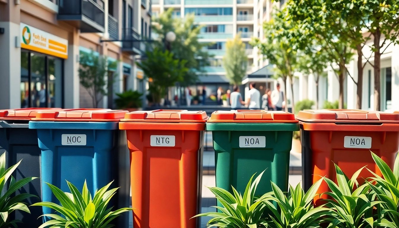 Efficient garbage bins rental services showcased in a well-organized urban environment.