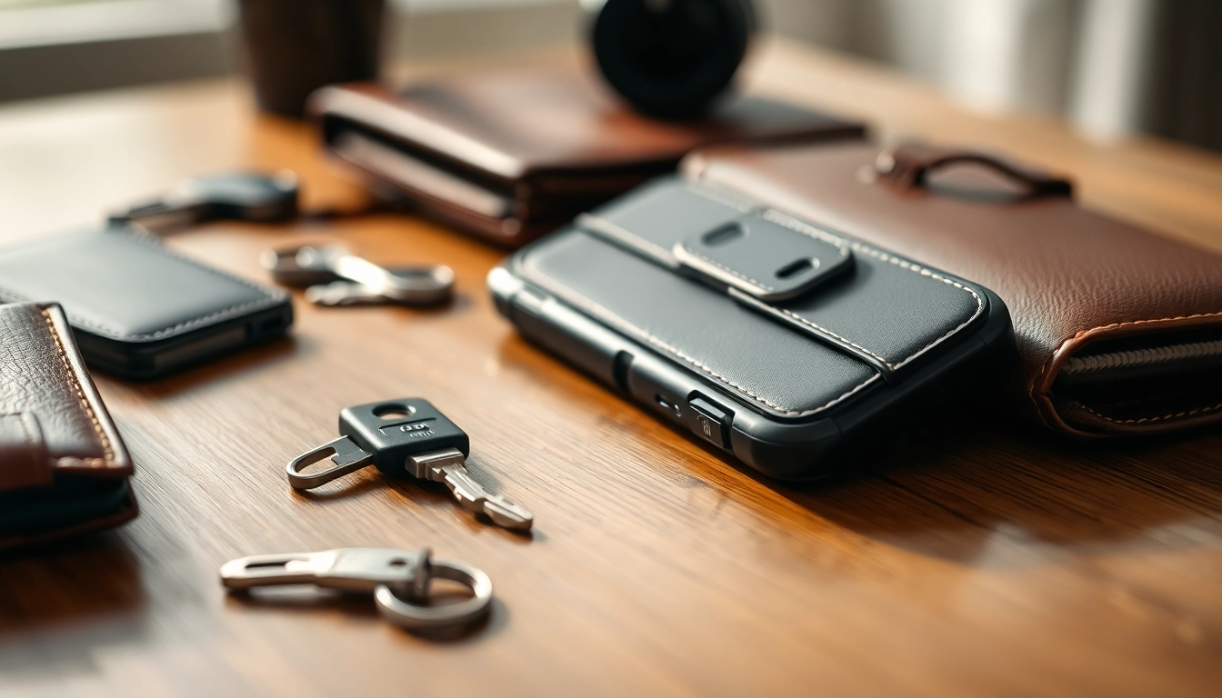 Handy Tasche abschließbar in eleganter Umgebung, ideal für sicheres Verstauen von Mobilgeräten.