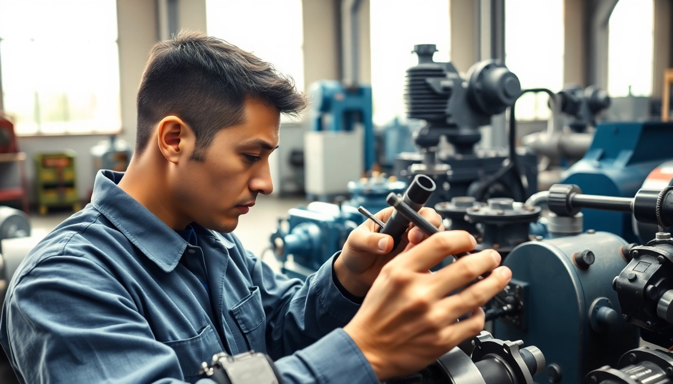 Technicians performing hydraulic system maintenance to ensure peak machinery performance.