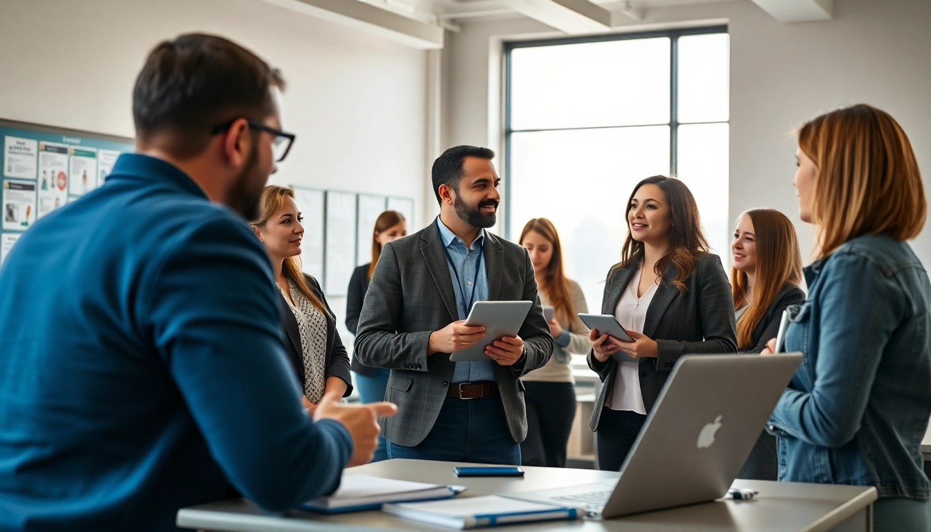 Educators collaborating at Iver Academy discussing teaching strategies.